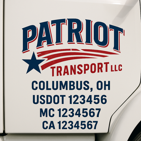 Truck Door Decal Sticker Lettering Signs With Location, USDOT, MC, CA, KYU, VIN, GVW (2-Pack)