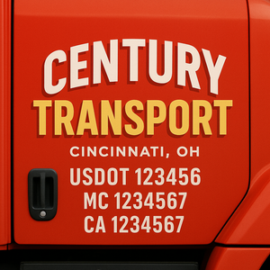 Truck Door Decal Sticker Lettering Signs With Location, USDOT, MC, CA, KYU, VIN, GVW (2-Pack)