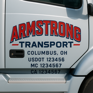 Truck Door Decal Sticker Lettering Signs With Location, USDOT, MC, CA, KYU, VIN, GVW (2-Pack)