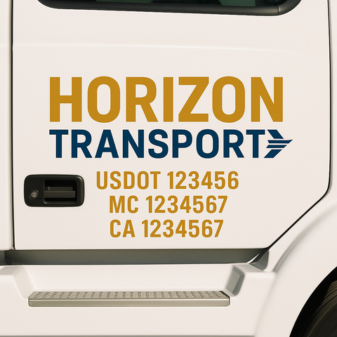 Truck Door Decal Sticker Lettering Signs With Location, USDOT, MC, CA, KYU, VIN, GVW (2-Pack)