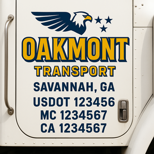 Truck Door Decal Sticker Lettering Signs With Location, USDOT, MC, CA, KYU, VIN, GVW (2-Pack)