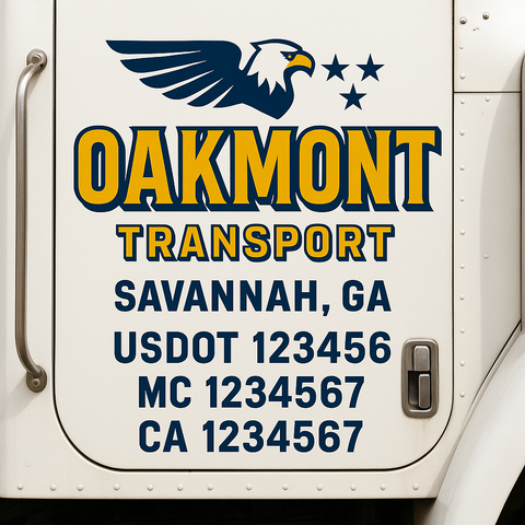 Truck Door Decal Sticker Lettering Signs With Location, USDOT, MC, CA, KYU, VIN, GVW (2-Pack)