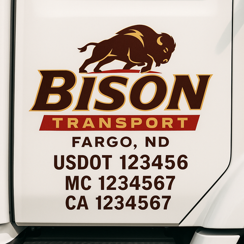 Truck Door Decal Sticker Lettering Signs With Location, USDOT, MC, CA, KYU, VIN, GVW (2-Pack)