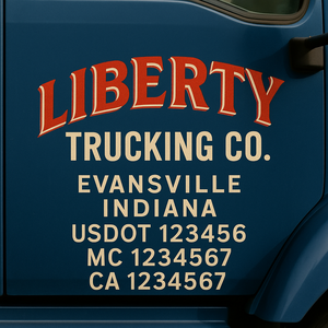 Truck Door Decal Sticker Lettering Signs With Location, USDOT, MC, CA, KYU, VIN, GVW (2-Pack)