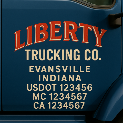 Truck Door Decal Sticker Lettering Signs With Location, USDOT, MC, CA, KYU, VIN, GVW (2-Pack)