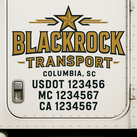 Truck Door Decal Sticker Lettering Signs With Location, USDOT, MC, CA, KYU, VIN, GVW (2-Pack)