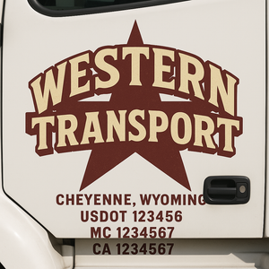 Truck Door Decal Sticker Lettering Signs With Location, USDOT, MC, CA, KYU, VIN, GVW (2-Pack)