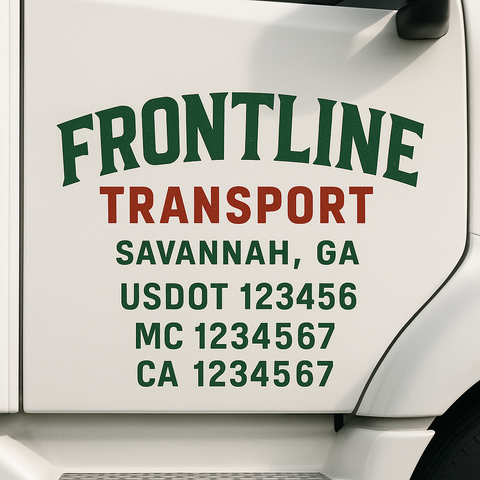 Truck Door Decal Sticker Lettering Signs With Location, USDOT, MC, CA, KYU, VIN, GVW (2-Pack)