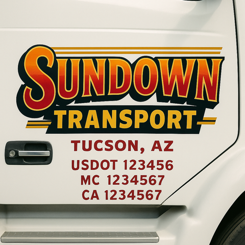 Truck Door Decal Sticker Lettering Signs With Location, USDOT, MC, CA, KYU, VIN, GVW (2-Pack)