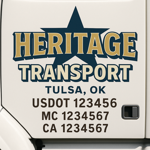 Truck Door Decal Sticker Lettering Signs With Location, USDOT, MC, CA, KYU, VIN, GVW (2-Pack)