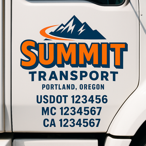 Truck Door Decal Sticker Lettering Signs With Location, USDOT, MC, CA, KYU, VIN, GVW (2-Pack)