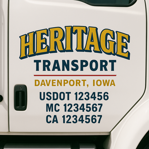 Truck Door Decal Sticker Lettering Signs With Location, USDOT, MC, CA, KYU, VIN, GVW (2-Pack)
