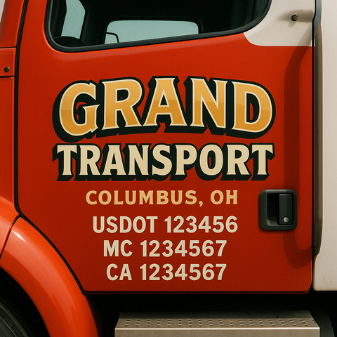 Truck Door Decal Sticker Lettering Signs With Location, USDOT, MC, CA, KYU, VIN, GVW (2-Pack)