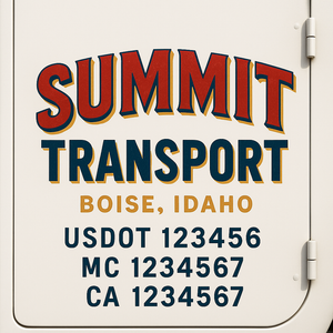 Truck Door Decal Sticker Lettering Signs With Location, USDOT, MC, CA, KYU, VIN, GVW (2-Pack)