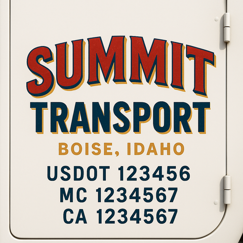 Truck Door Decal Sticker Lettering Signs With Location, USDOT, MC, CA, KYU, VIN, GVW (2-Pack)
