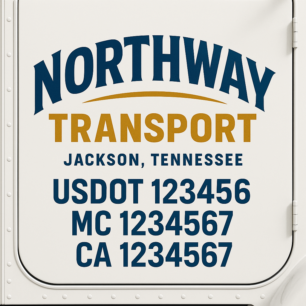 Truck Door Decal Sticker Lettering Signs With Location, USDOT, MC, CA, KYU, VIN, GVW (2-Pack)