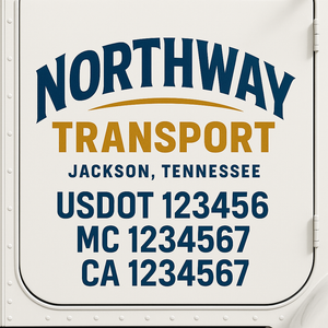 Truck Door Decal Sticker Lettering Signs With Location, USDOT, MC, CA, KYU, VIN, GVW (2-Pack)