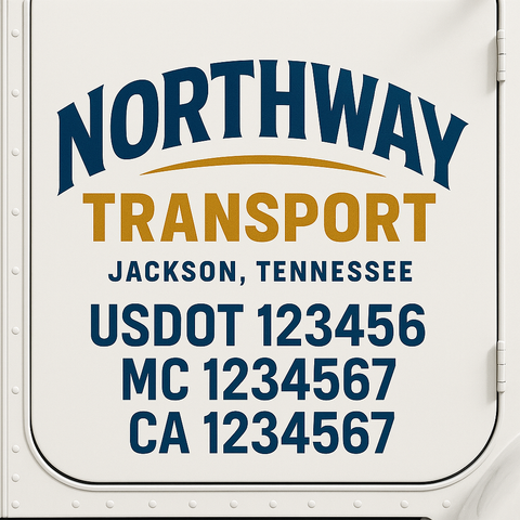 Truck Door Decal Sticker Lettering Signs With Location, USDOT, MC, CA, KYU, VIN, GVW (2-Pack)
