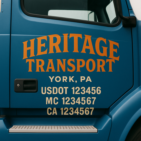 Truck Door Decal Sticker Lettering Signs With Location, USDOT, MC, CA, KYU, VIN, GVW (2-Pack)