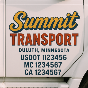 Truck Door Decal Sticker Lettering Signs With Location, USDOT, MC, CA, KYU, VIN, GVW (2-Pack)
