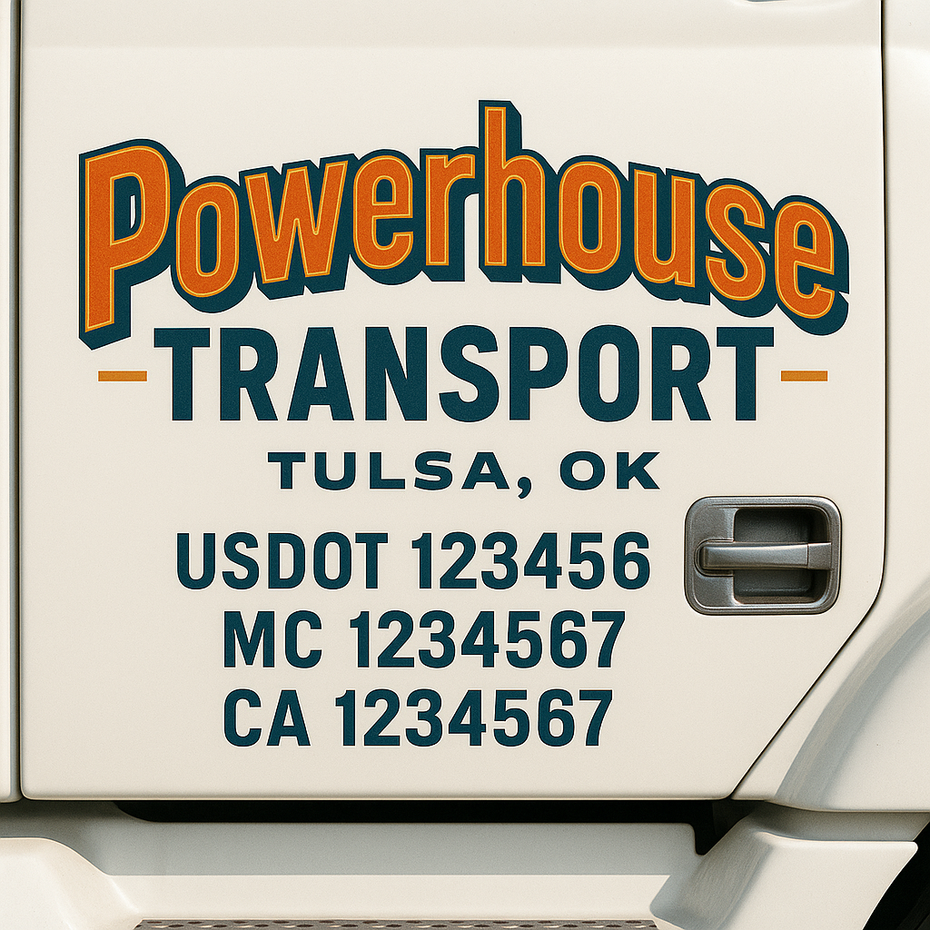 Truck Door Decal Sticker Lettering Signs With Location, USDOT, MC, CA, KYU, VIN, GVW (2-Pack)