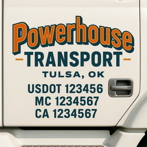 Truck Door Decal Sticker Lettering Signs With Location, USDOT, MC, CA, KYU, VIN, GVW (2-Pack)