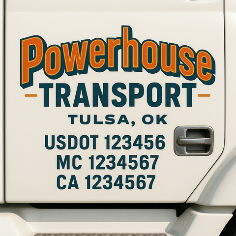 Truck Door Decal Sticker Lettering Signs With Location, USDOT, MC, CA, KYU, VIN, GVW (2-Pack)
