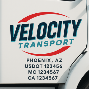 Truck Door Decal Sticker Lettering Signs With Location, USDOT, MC, CA, KYU, VIN, GVW (2-Pack)