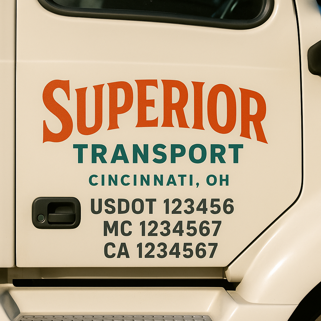 Truck Door Decal Sticker Lettering Signs With Location, USDOT, MC, CA, KYU, VIN, GVW (2-Pack)