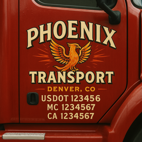 Truck Door Decal Sticker Lettering Signs With Location, USDOT, MC, CA, KYU, VIN, GVW (2-Pack)