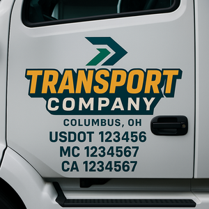 Truck Door Decal Sticker Lettering Signs With Location, USDOT, MC, CA, KYU, VIN, GVW (2-Pack)