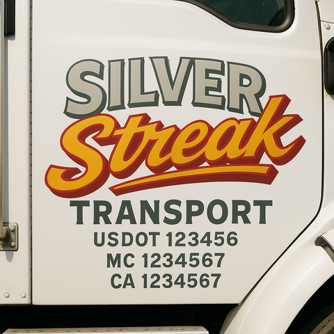 Truck Door Decal Sticker Lettering Signs With Location, USDOT, MC, CA, KYU, VIN, GVW (2-Pack)