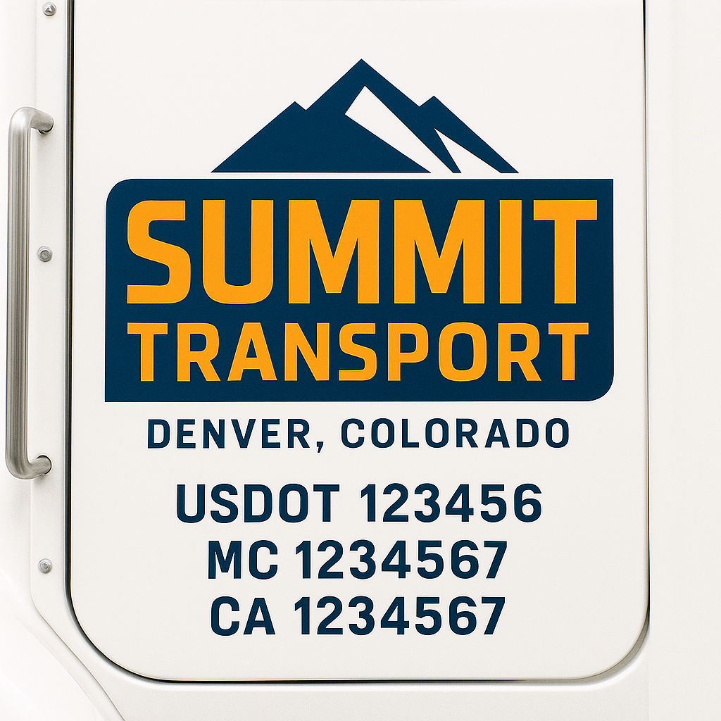 Truck Door Decal Sticker Lettering Signs With Location, USDOT, MC, CA, KYU, VIN, GVW (2-Pack)