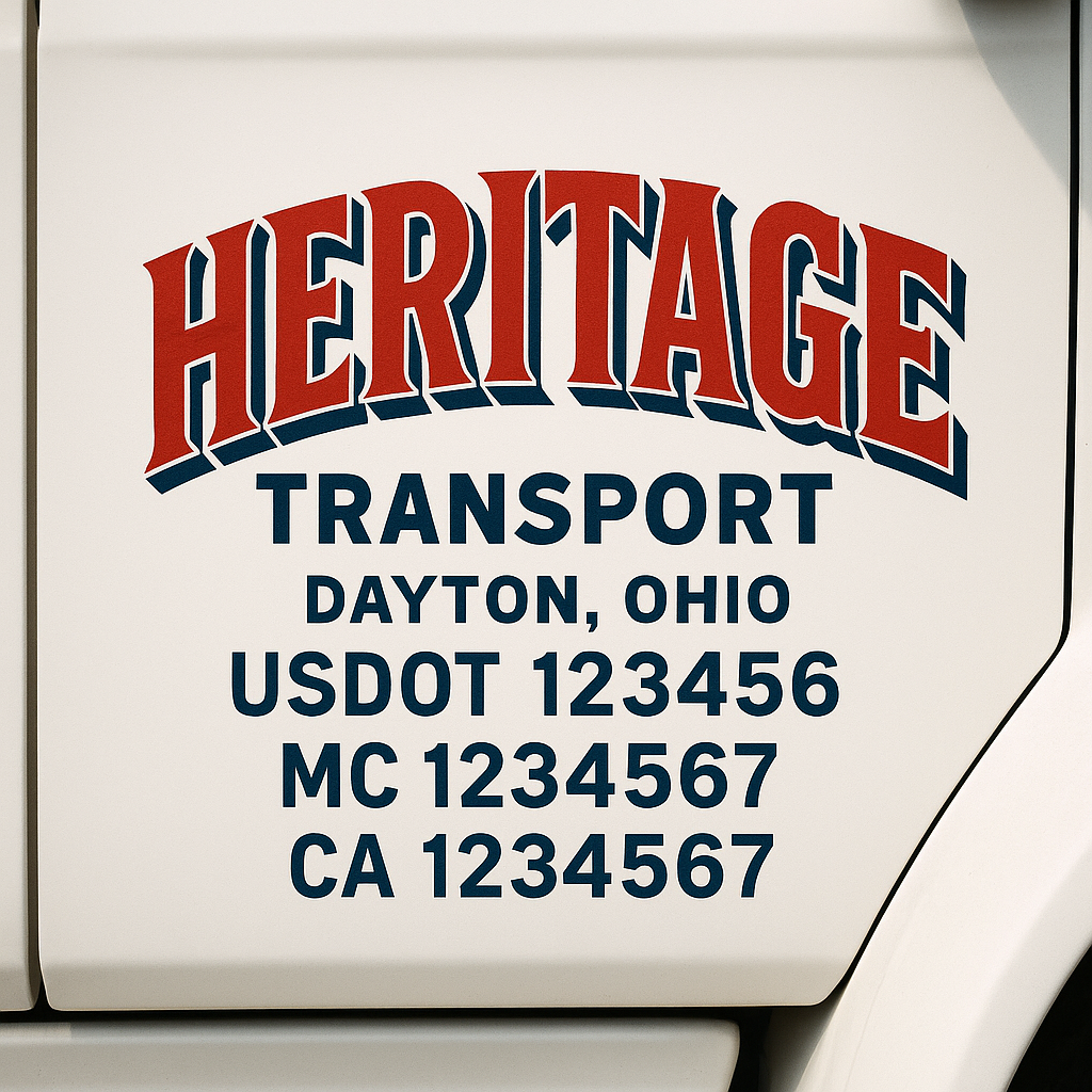 Truck Door Decal Sticker Lettering Signs With Location, USDOT, MC, CA, KYU, VIN, GVW (2-Pack)