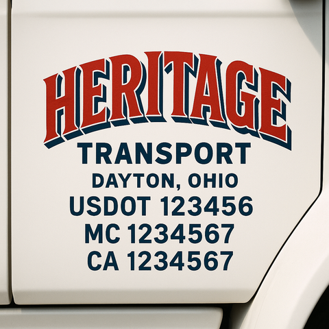 Truck Door Decal Sticker Lettering Signs With Location, USDOT, MC, CA, KYU, VIN, GVW (2-Pack)