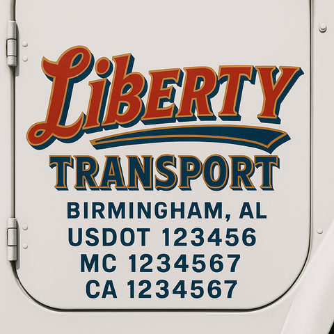 Truck Door Decal Sticker Lettering Signs With Location, USDOT, MC, CA, KYU, VIN, GVW (2-Pack)