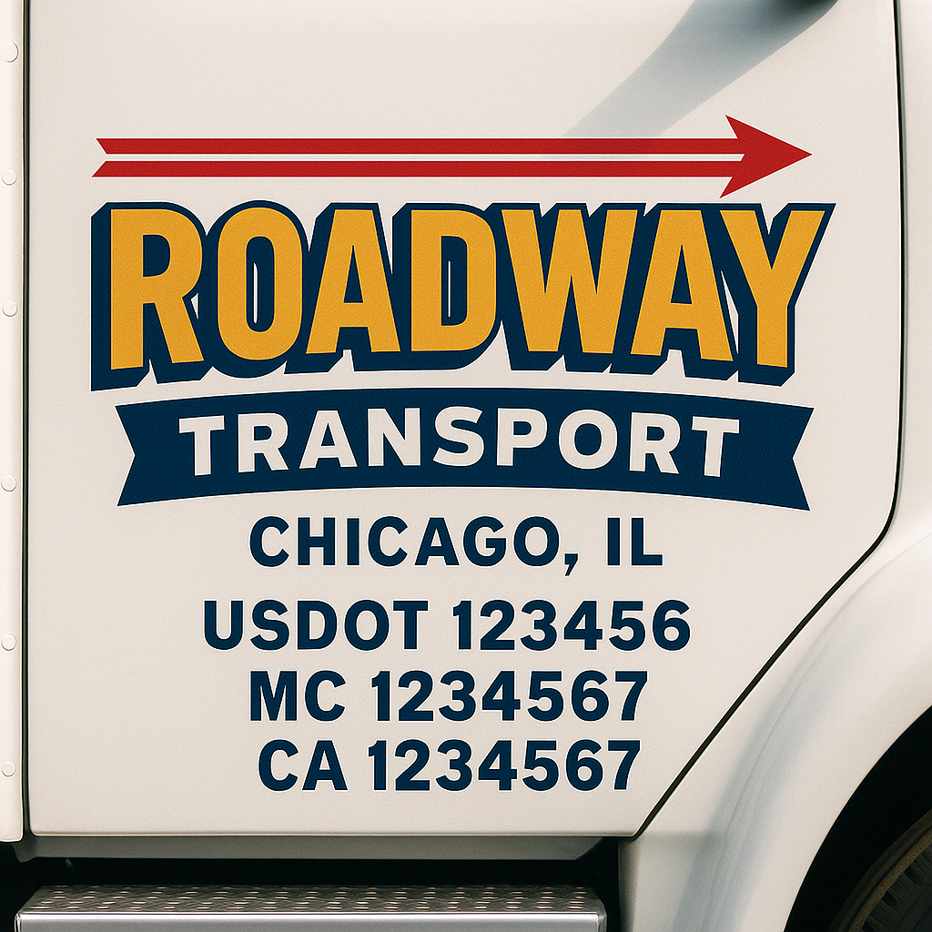 Truck Door Decal Sticker Lettering Signs With Location, USDOT, MC, CA, KYU, VIN, GVW (2-Pack)