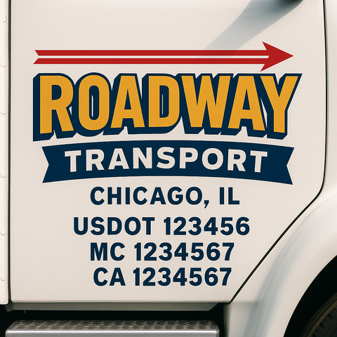 Truck Door Decal Sticker Lettering Signs With Location, USDOT, MC, CA, KYU, VIN, GVW (2-Pack)