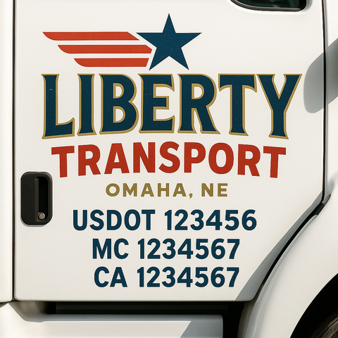 Truck Door Decal Sticker Lettering Signs With Location, USDOT, MC, CA, KYU, VIN, GVW (2-Pack)