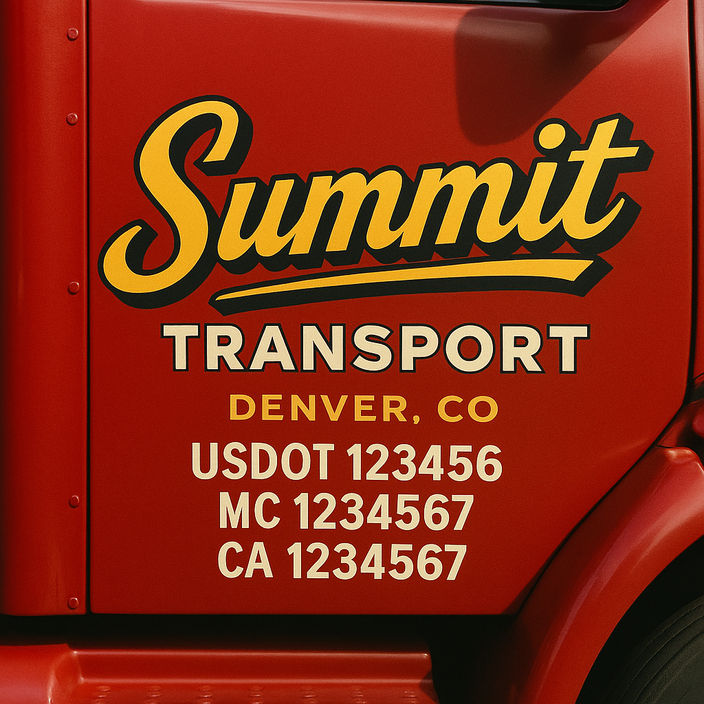 Truck Door Decal Sticker Lettering Signs With Location, USDOT, MC, CA, KYU, VIN, GVW (2-Pack)