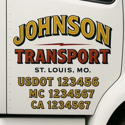 Truck Door Decal Sticker Lettering Signs With Location, USDOT, MC, CA, KYU, VIN, GVW (2-Pack)