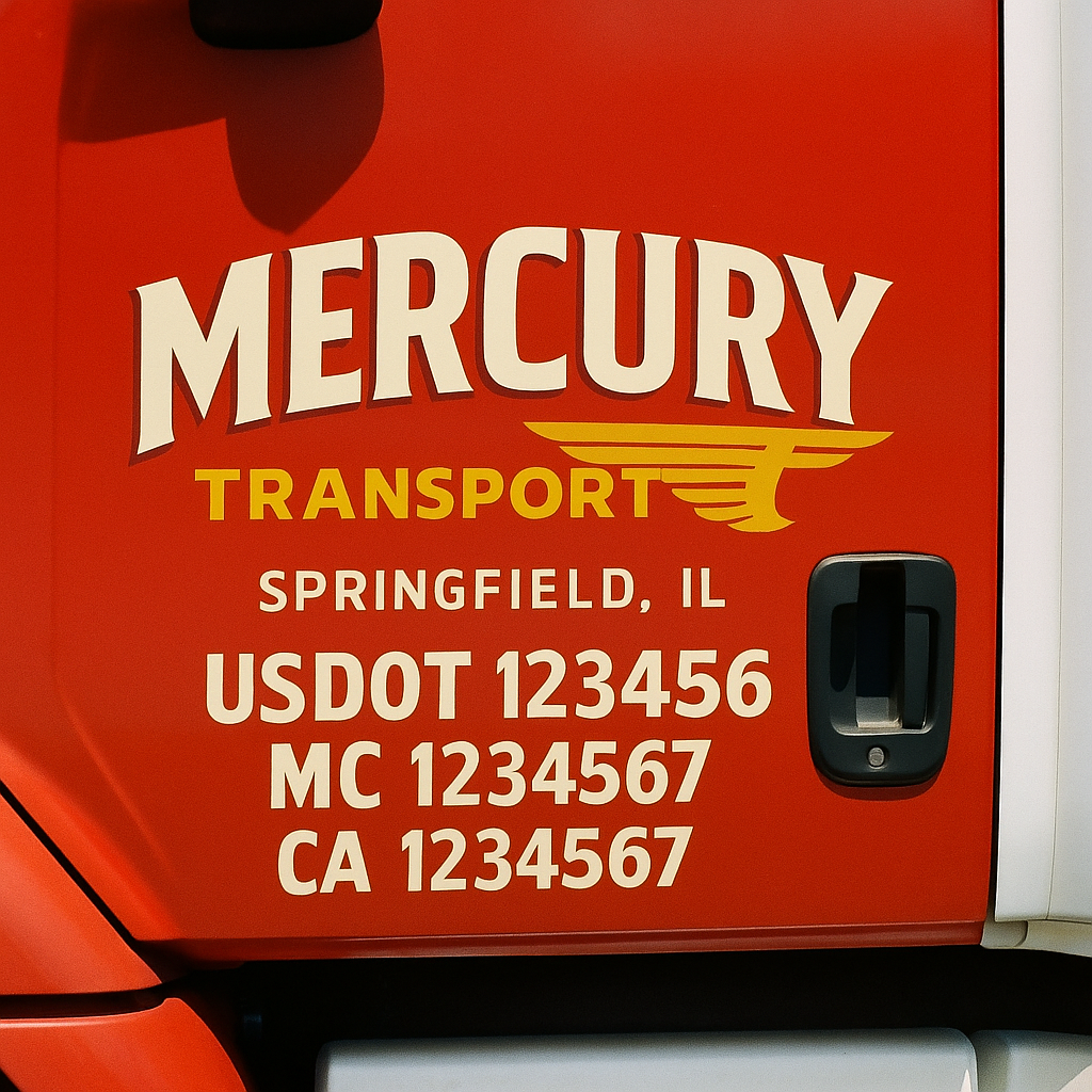 Truck Door Decal Sticker Lettering Signs With Location, USDOT, MC, CA, KYU, VIN, GVW (2-Pack)