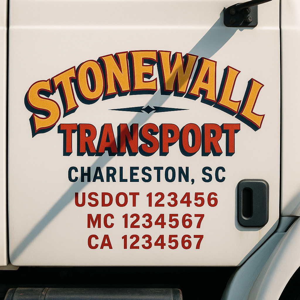 Truck Door Decal Sticker Lettering Signs With Location, USDOT, MC, CA, KYU, VIN, GVW (2-Pack)