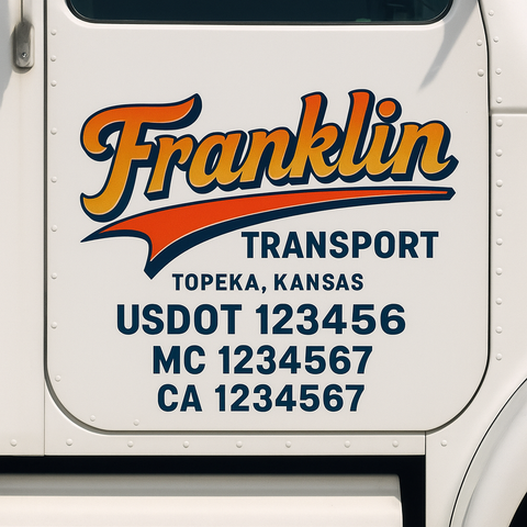 Truck Door Decal Sticker Lettering Signs With Location, USDOT, MC, CA, KYU, VIN, GVW (2-Pack)
