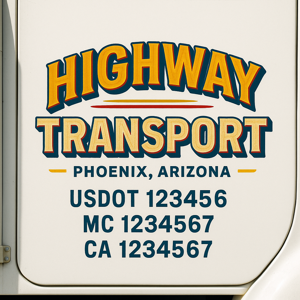 Truck Door Decal Sticker Lettering Signs With Location, USDOT, MC, CA, KYU, VIN, GVW (2-Pack)