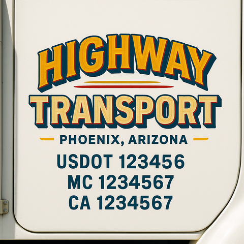 Truck Door Decal Sticker Lettering Signs With Location, USDOT, MC, CA, KYU, VIN, GVW (2-Pack)