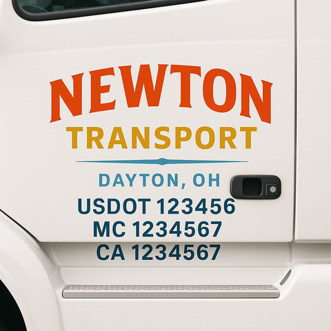 Truck Door Decal Sticker Lettering Signs With Location, USDOT, MC, CA, KYU, VIN, GVW (2-Pack)