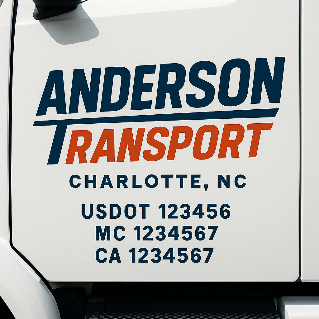 Truck Door Decal Sticker Lettering Signs With Location, USDOT, MC, CA, KYU, VIN, GVW (2-Pack)