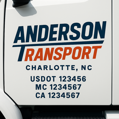 Truck Door Decal Sticker Lettering Signs With Location, USDOT, MC, CA, KYU, VIN, GVW (2-Pack)