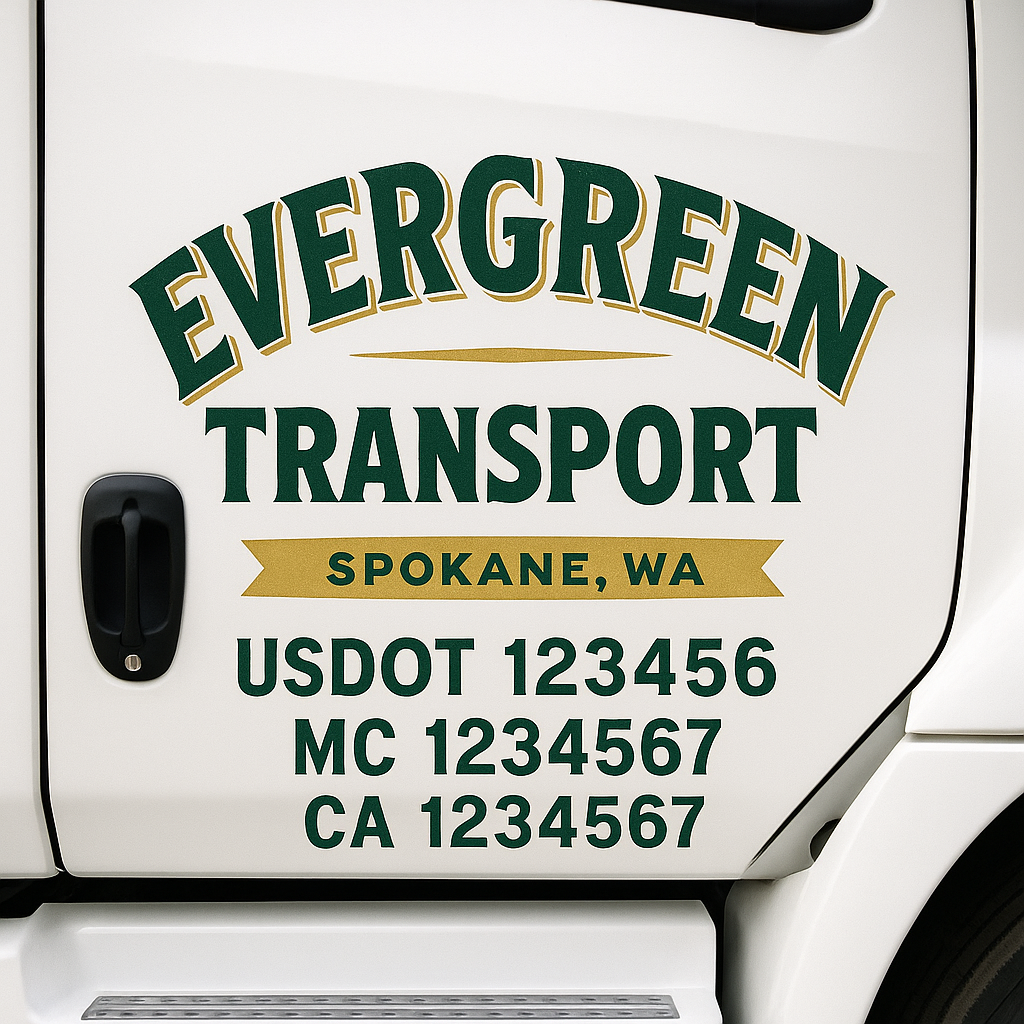 Truck Door Decal Sticker Lettering Signs With Location, USDOT, MC, CA, KYU, VIN, GVW (2-Pack)